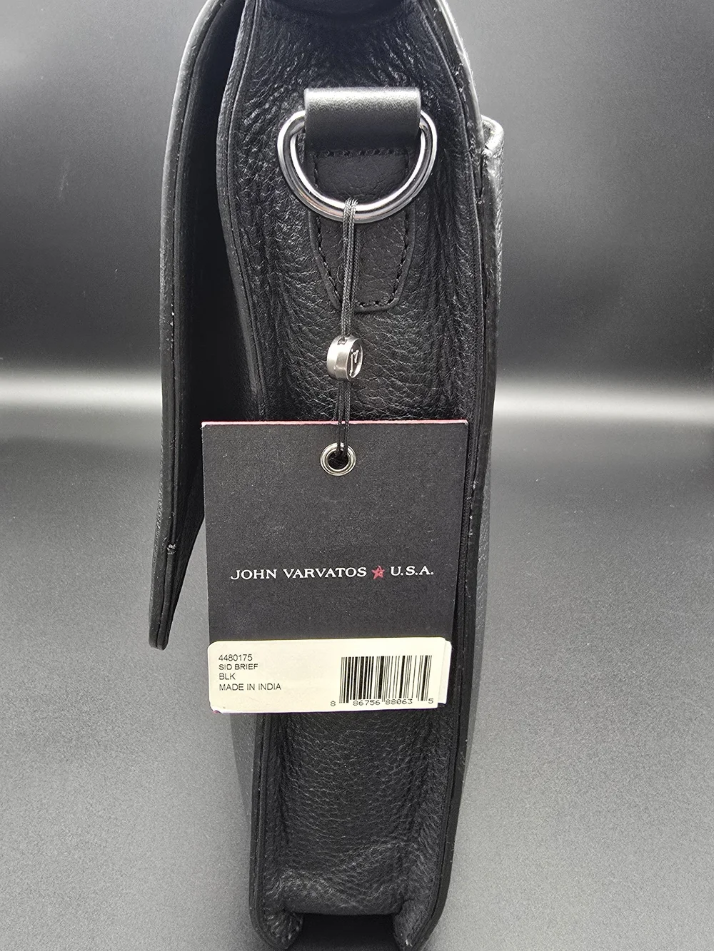 John Varvatos Black Leather Briefcase - Classic Professional Carry (New)
